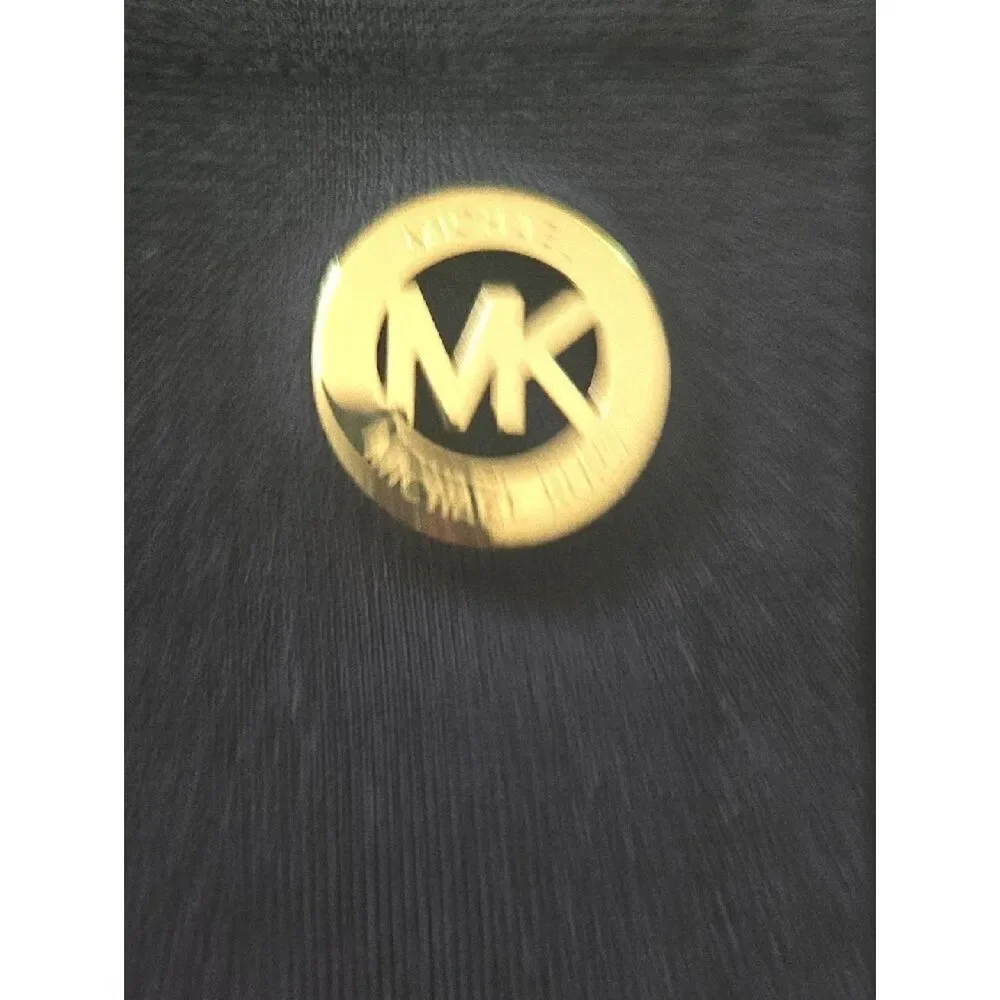 Michael Kors Black Leggings with Gold Logo Button